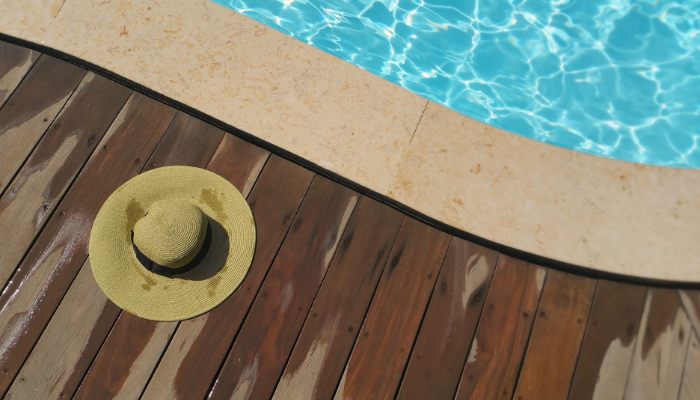 Sun hat by the pool during holiday